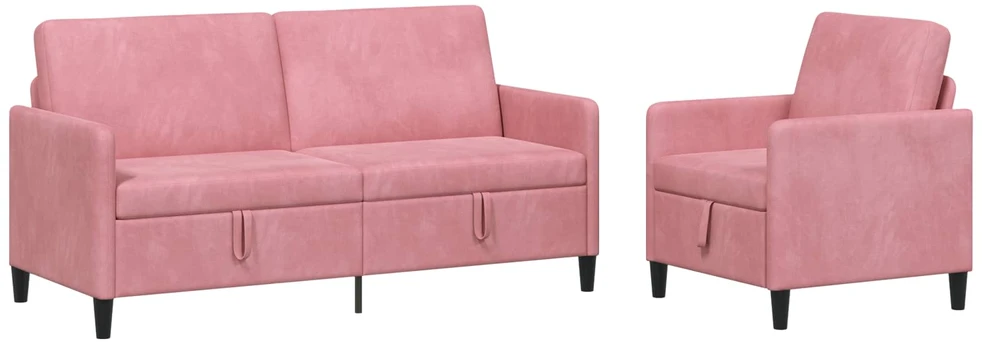 Sofa Sofos komplektas su saugojimu 2 vnt. Rožinė Poliesteris