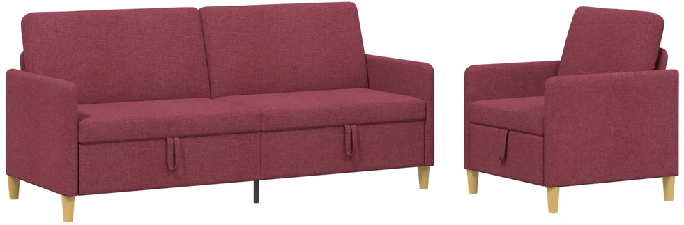 Sofa Sofos komplektas su saugojimu 2 vnt. Vyno raudona Poliesteris