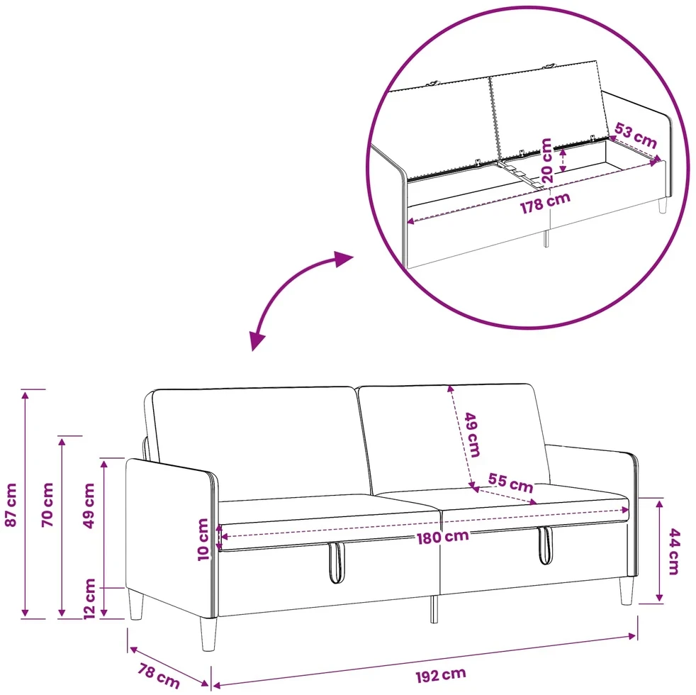 Sofa Sofos komplektas su saugojimu 2 vnt. Taupe Poliesteris