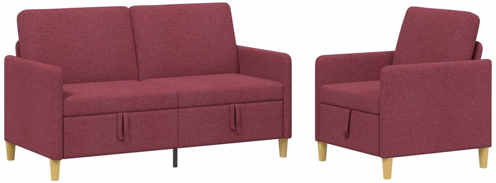 Sofa Sofos komplektas su saugojimu 2 vnt. Vyno raudona Poliesteris