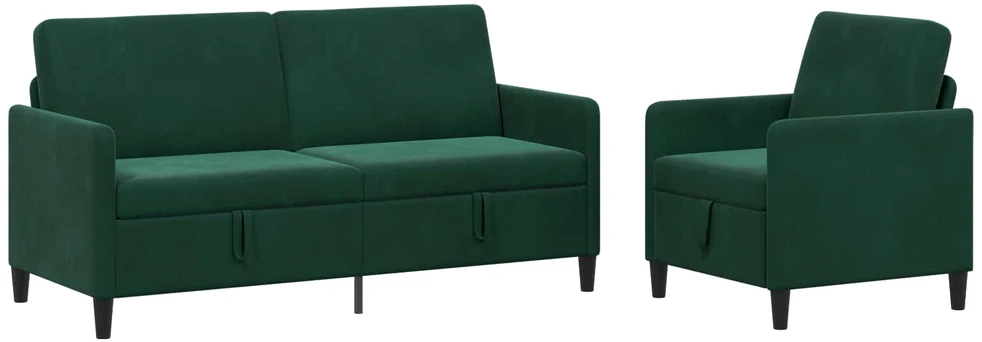 Sofa Sofos komplektas su saugojimu 2 vnt. Tamsiai žalia Poliesteris