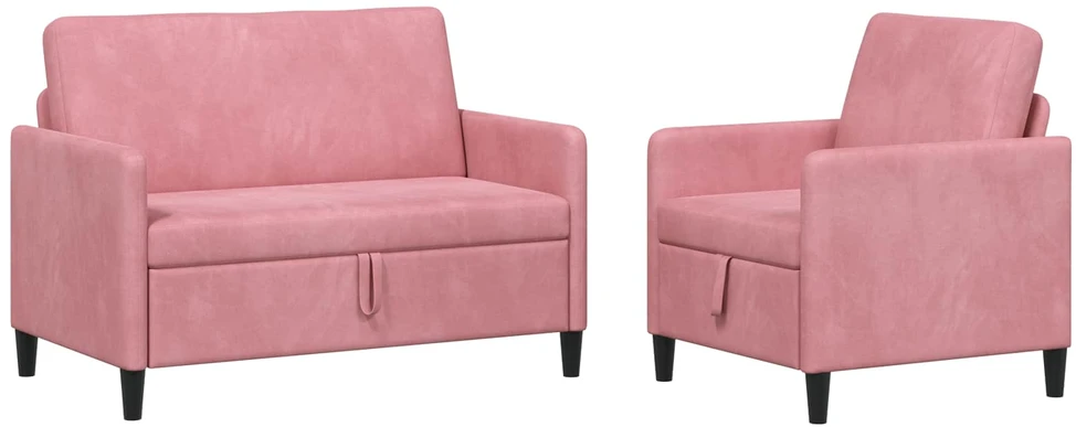 Sofa Sofos komplektas su saugojimu 2 vnt. Rožinė Poliesteris