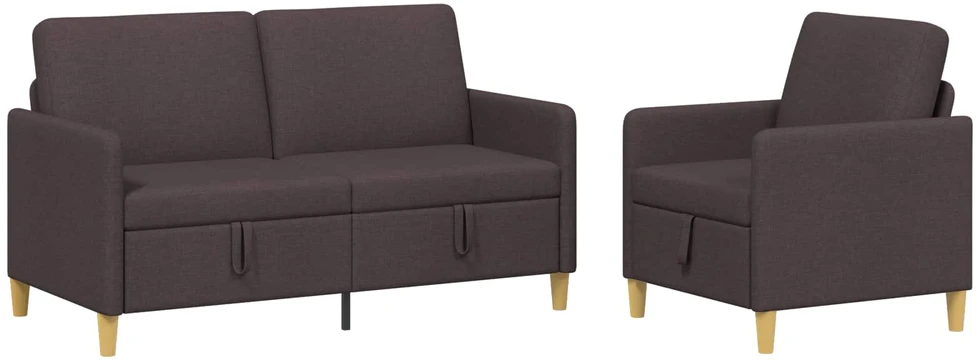 Sofa Sofos komplektas su saugojimu 2 vnt. 3 vietos Tamsiai rudas