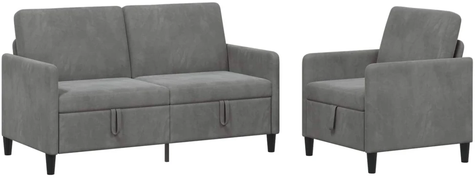 Sofa Sofos komplektas su saugojimu 2 vnt. Tamsiai pilka Poliesteris