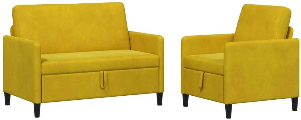 Sofa Sofos komplektas su saugojimu 2 vnt. Geltona Poliesteris