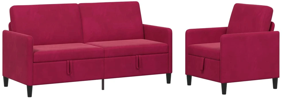 Sofa Sofos komplektas su saugojimu 2 vnt. Vyno raudona Poliesteris