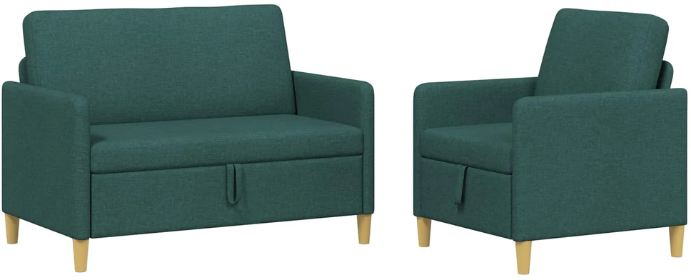 Sofa Sofos komplektas su saugojimu 2 vnt. Tamsiai žalia Poliesteris