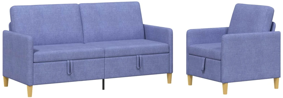 Sofa Sofos komplektas su saugojimu 2 vnt. Džinsinės mėlynos