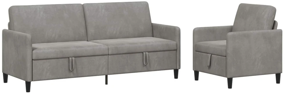 Sofa Sofos komplektas su saugojimu 2 vnt. Šviesiai pilka Poliesteris