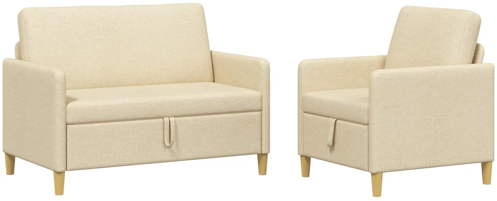 Sofa Sofos komplektas su saugojimu 2 vnt. Kreminė Poliesteris