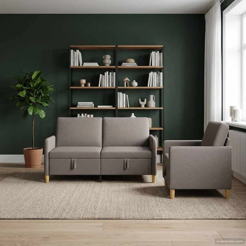 Sofa Sofos komplektas su saugojimu 2 vnt. Taupe Poliesteris