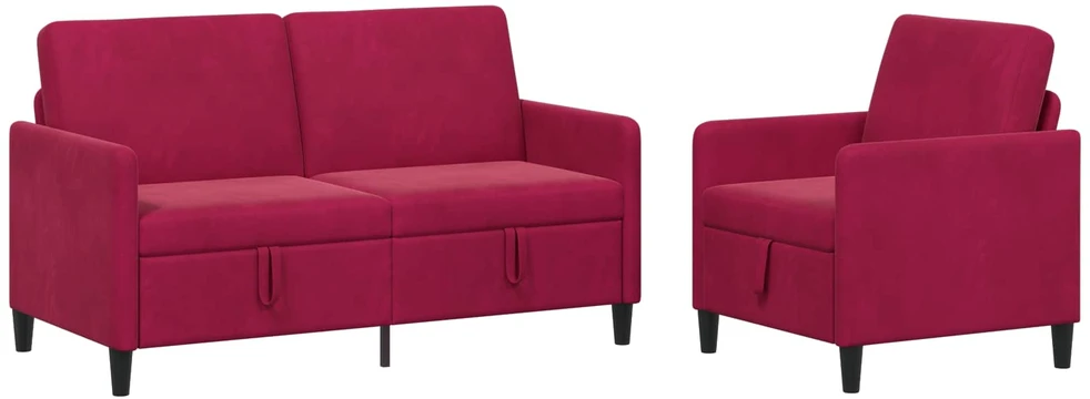Sofa Sofos komplektas su saugojimu 2 vnt. Vyno raudona Poliesteris