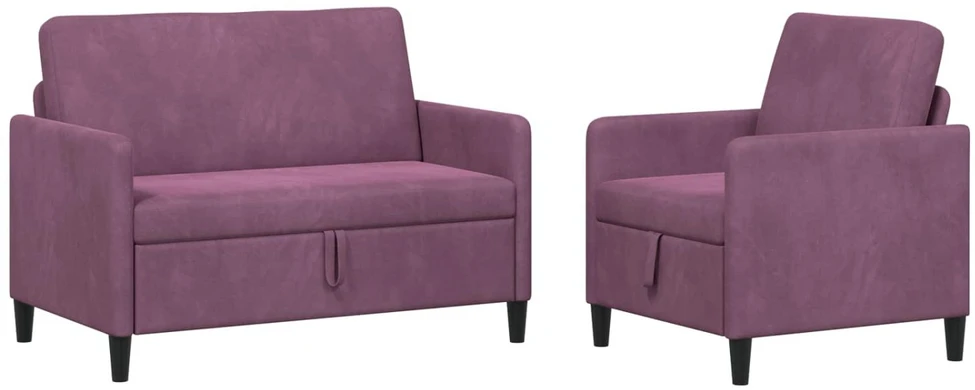 Sofa Sofos komplektas su saugojimu 2 vnt. Violetinė Poliesteris