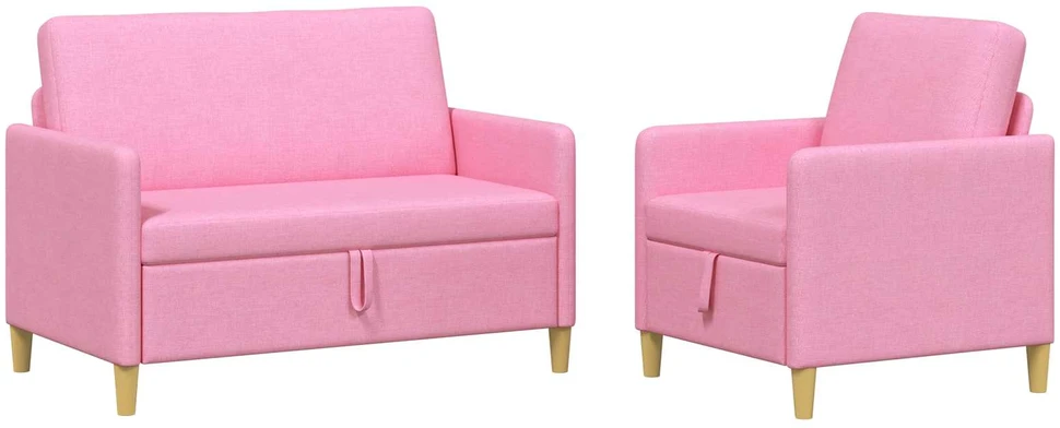 Sofa Sofos komplektas su saugojimu 2 vnt. Rožinė Poliesteris