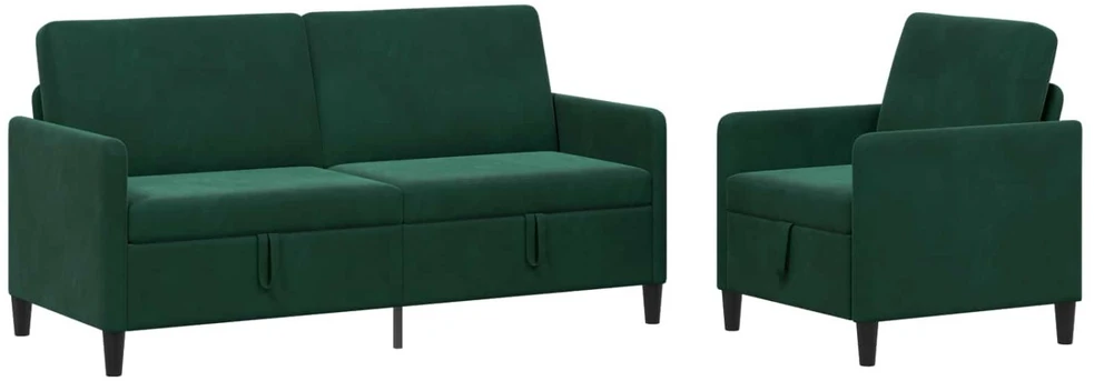Sofa Sofos komplektas su saugojimu 2 vnt. Tamsiai žalia Poliesteris