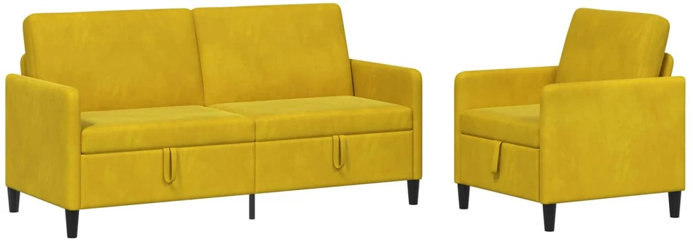 Sofa Sofos komplektas su saugojimu 2 vnt. Geltona Poliesteris