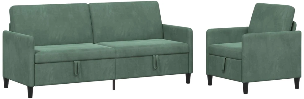 Sofa Sofos komplektas su saugojimu 2 vnt. Jūrinė žalia Poliesteris