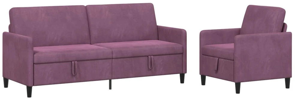 Sofa Sofos komplektas su saugojimu 2 vnt. Violetinė Poliesteris