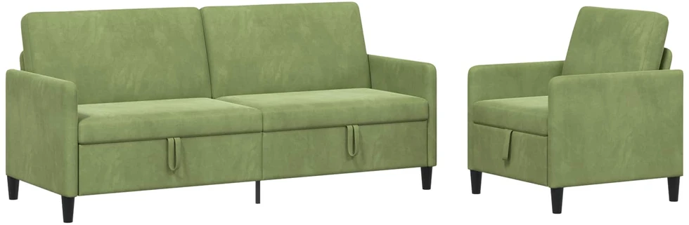 Sofa Sofos komplektas su saugojimu 2 vnt. Šviesiai žalia Poliesteris