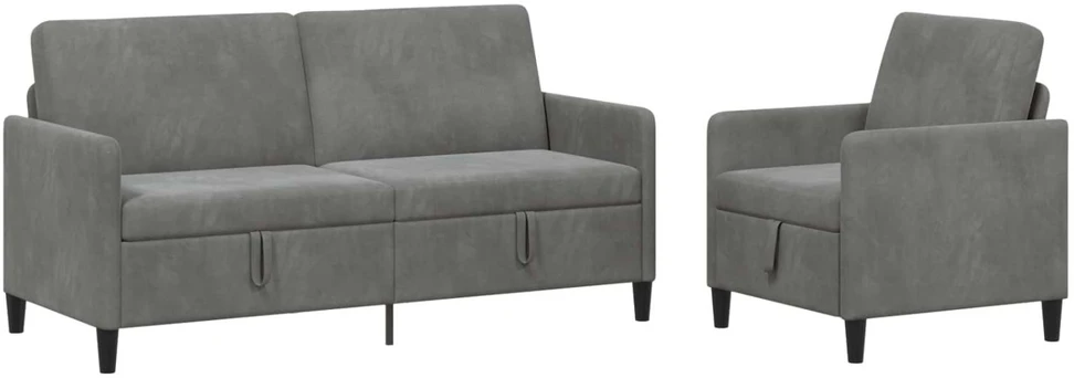 Sofa Sofos komplektas su saugojimu 2 vnt. Tamsiai pilka Poliesteris