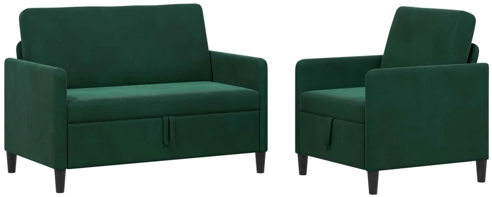 Sofa Sofos komplektas su saugojimu 2 vnt. Tamsiai žalia Poliesteris