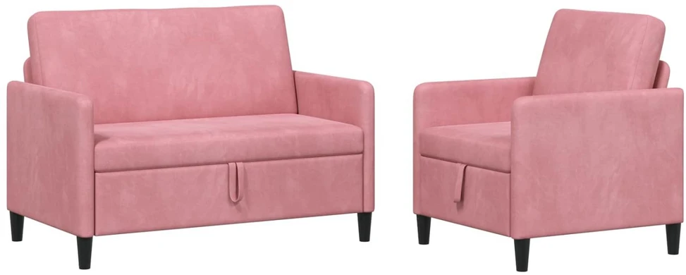 Sofa Sofos komplektas su saugojimu 2 vnt. Rožinė Poliesteris