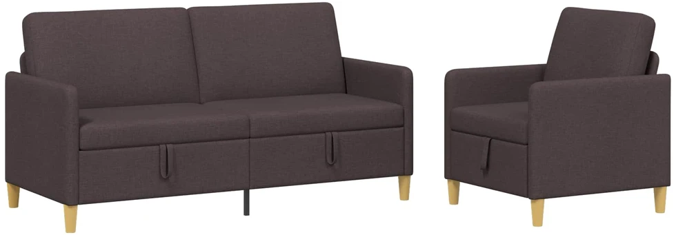 Sofa Sofos komplektas su saugojimu 2 vnt. Tamsiai rudas Poliesteris