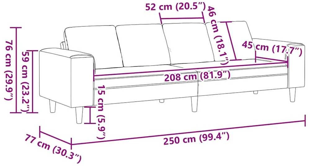 Svetainės sofa Tamsiai žalia 250 x 77 x 76 cm Poliesteris