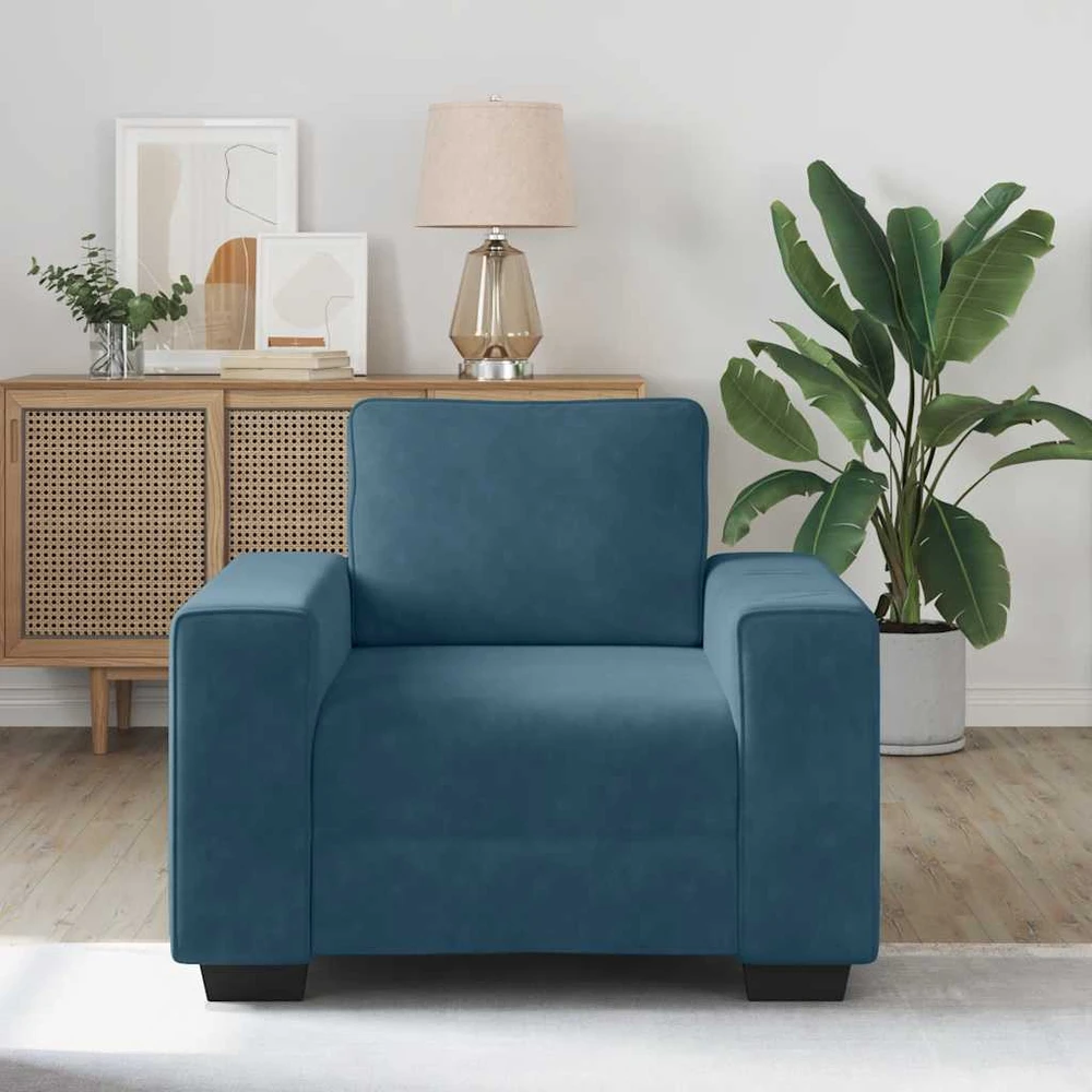 Sofa Sofos krėslas, mėlyna, 100x77x82 cm, aksomas