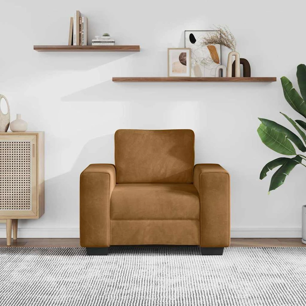 Sofa Sofos krėslas, rudas, 100x77x82 cm, aksomas