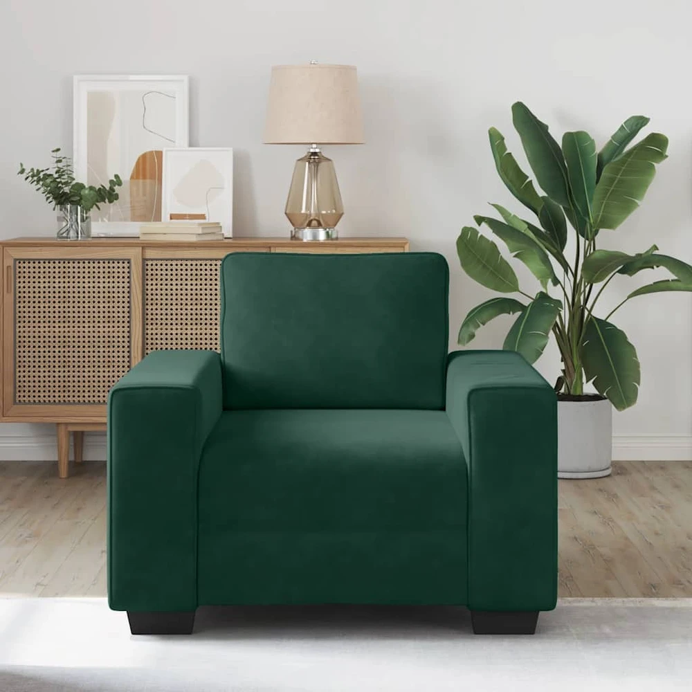 Sofa Sofos krėslas, tamsiai žalias, 100x77x82 cm, aksomas
