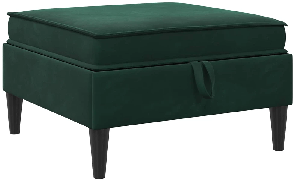 Sofa Sofos pufas su saugojimo funkcija Tamsiai žalia 70 x 70 x 40 cm