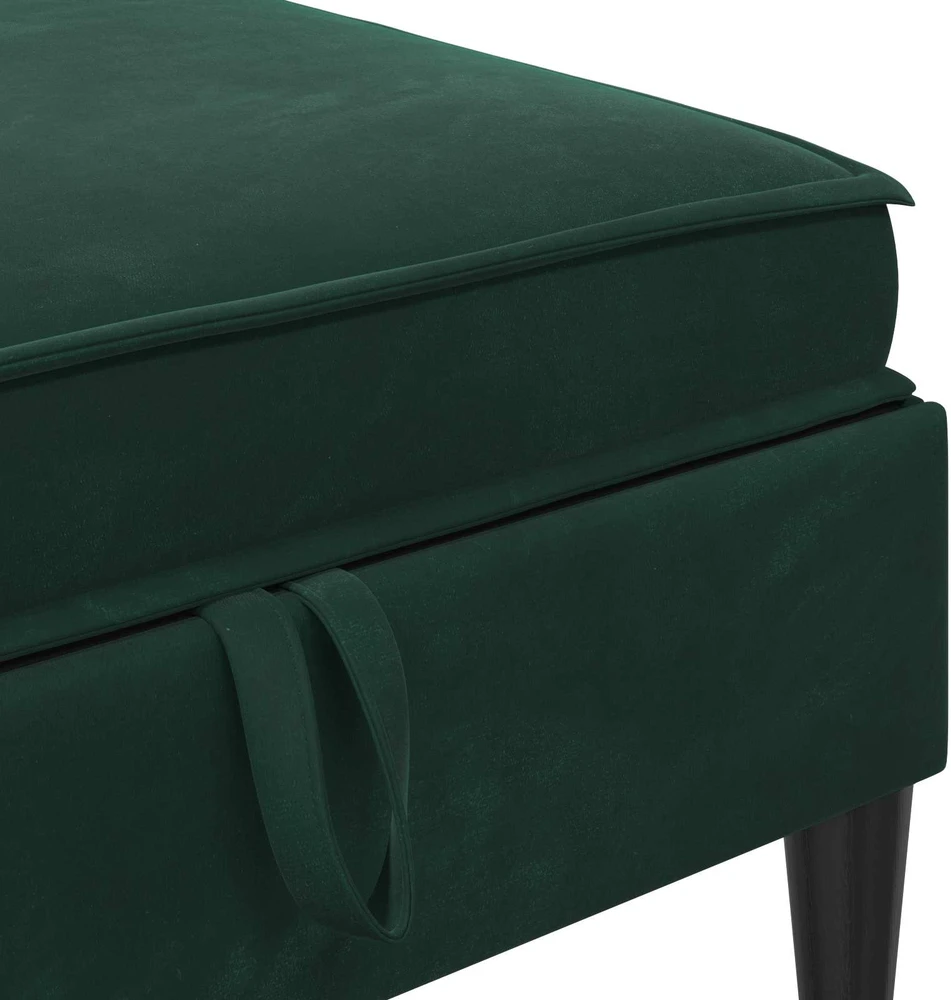 Sofa Sofos pufas su saugojimo funkcija Tamsiai žalia 70 x 70 x 40 cm