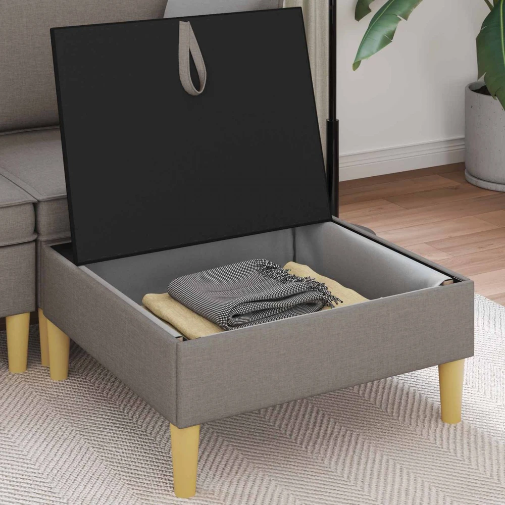 Sofa Sofos pufas su saugojimo funkcija Taupe 70 x 70 x 40 cm Audinys