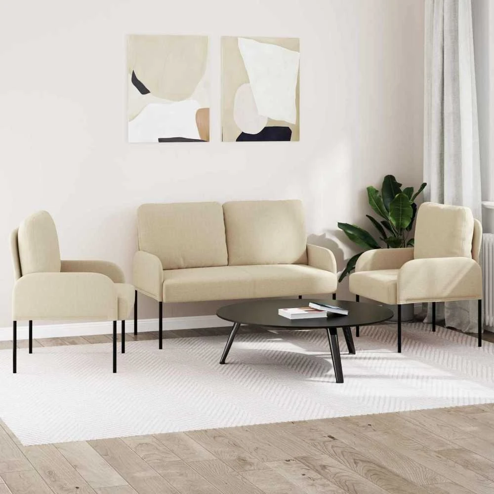 Sofa Sofų komplektai 3 vnt. Kreminė fanera