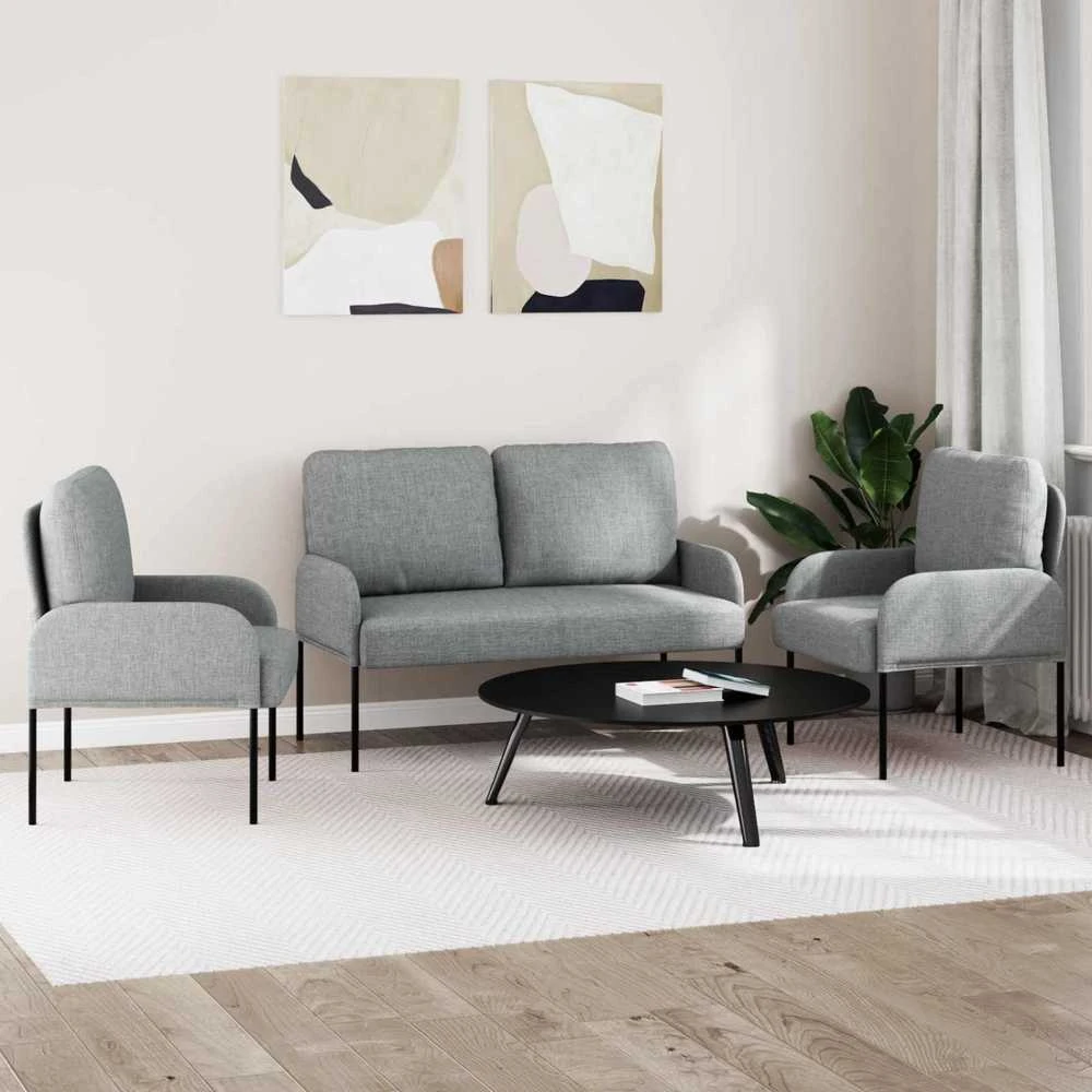Sofa Sofų komplektai 3 vnt. Šviesiai pilka fanera