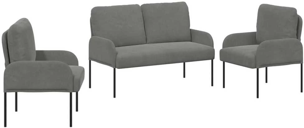 Sofa Sofų komplektai 3 vnt. Tamsiai pilka fanera