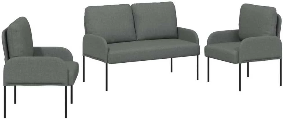 Sofa Sofų komplektai 3 vnt. Tamsiai pilka fanera