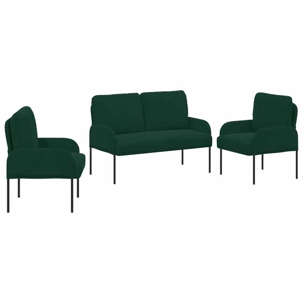 Sofa Sofų komplektai 3 vnt. Tamsiai žalia fanera