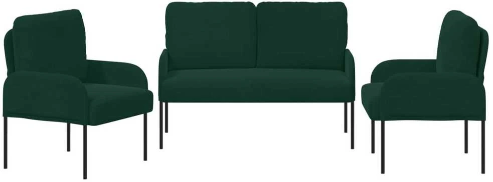 Sofa Sofų komplektai 3 vnt. Tamsiai žalia fanera