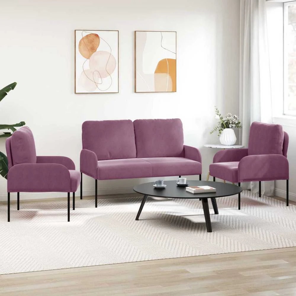 Sofa Sofų komplektai 3 vnt. Violetinė fanera