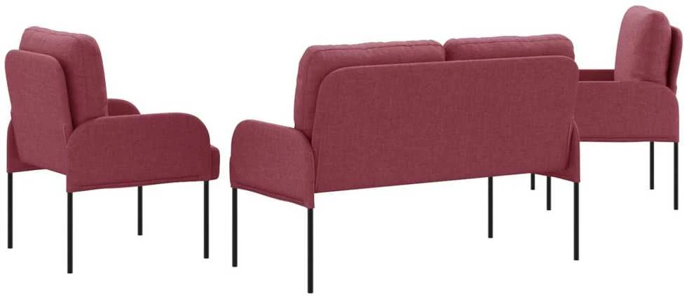 Sofa Sofų komplektai 3 vnt. Vyno raudona fanera