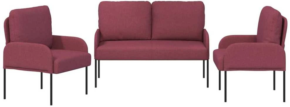 Sofa Sofų komplektai 3 vnt. Vyno raudona fanera