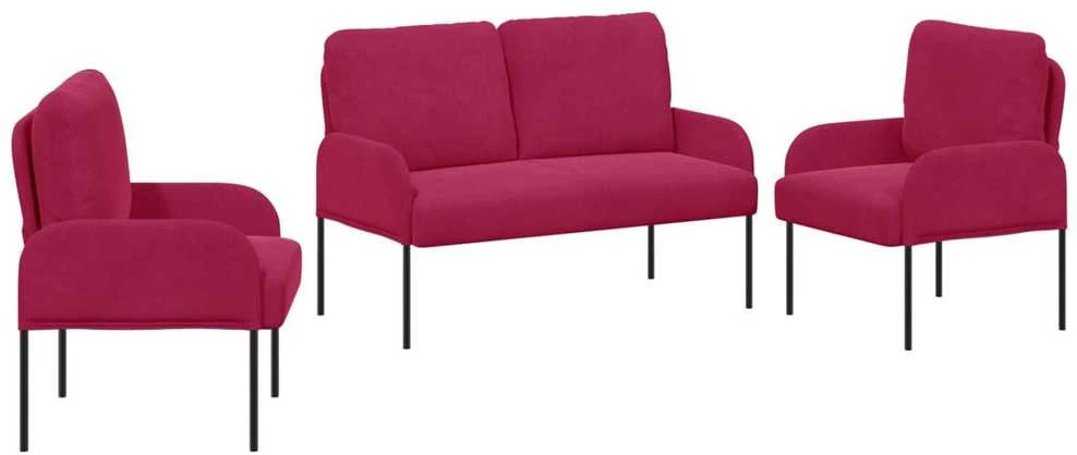 Sofa Sofų komplektai 3 vnt. Vyno raudona fanera