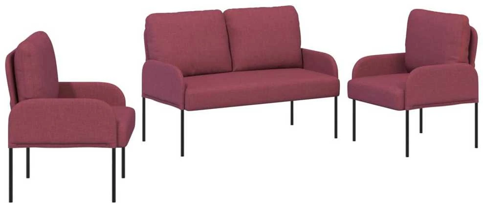Sofa Sofų komplektai 3 vnt. Vyno raudona fanera