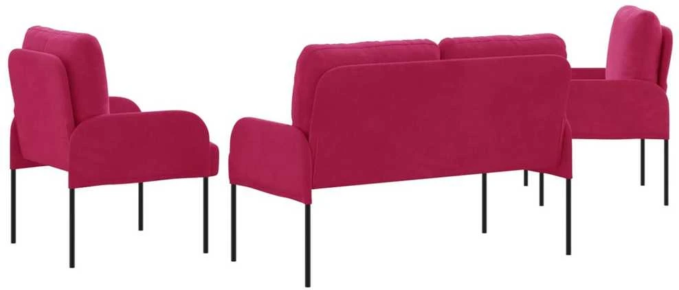 Sofa Sofų komplektai 3 vnt. Vyno raudona fanera