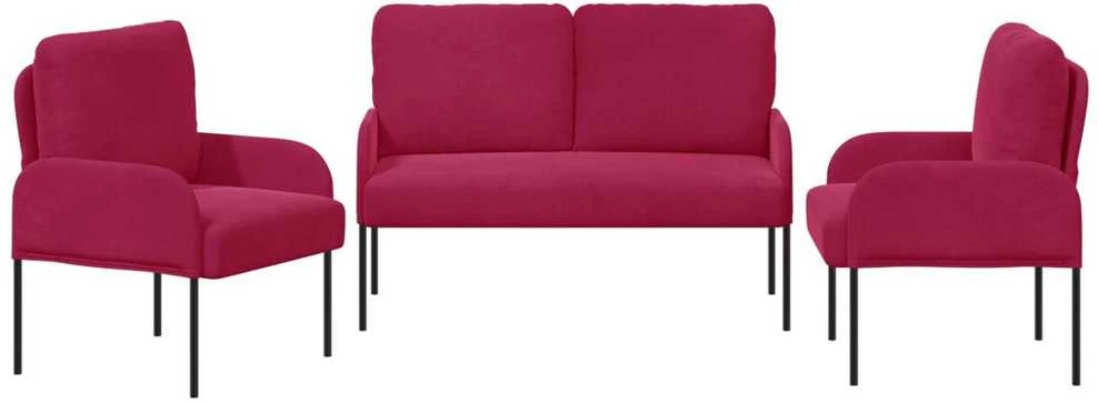 Sofa Sofų komplektai 3 vnt. Vyno raudona fanera