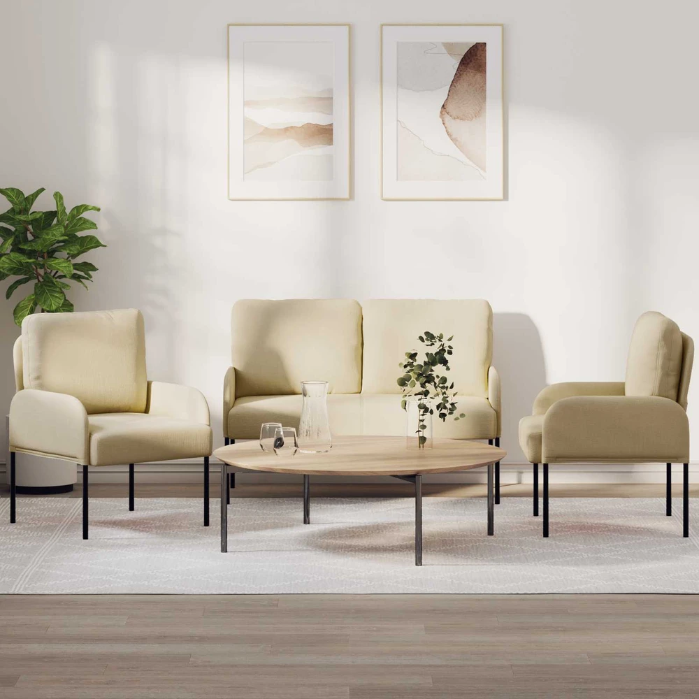 Sofa Sofų komplektai 3 vnt. Kreminė fanera