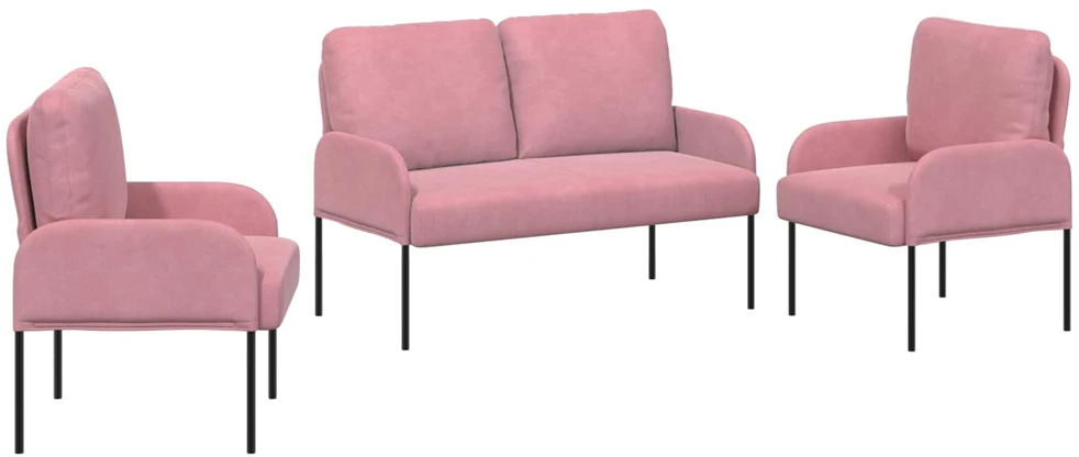 Sofa Sofų komplektai 3 vnt. Rožinė fanera