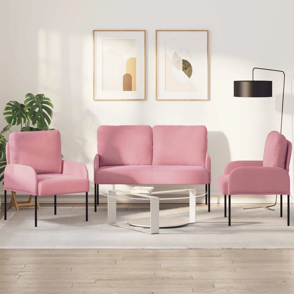 Sofa Sofų komplektai 3 vnt. Rožinė fanera
